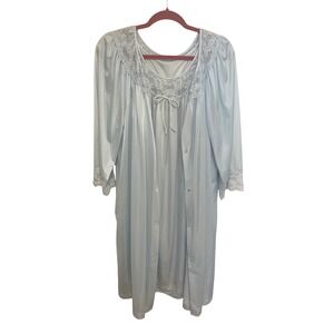 Vintage Gilead Baby Blue Nylon Peignoir Set Lace Nightgown & Robe